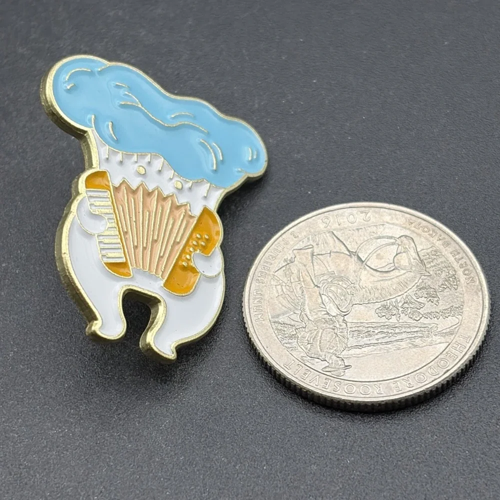 Cartoon Mushroom Playing‎ Accordion Lapel Hat Pin